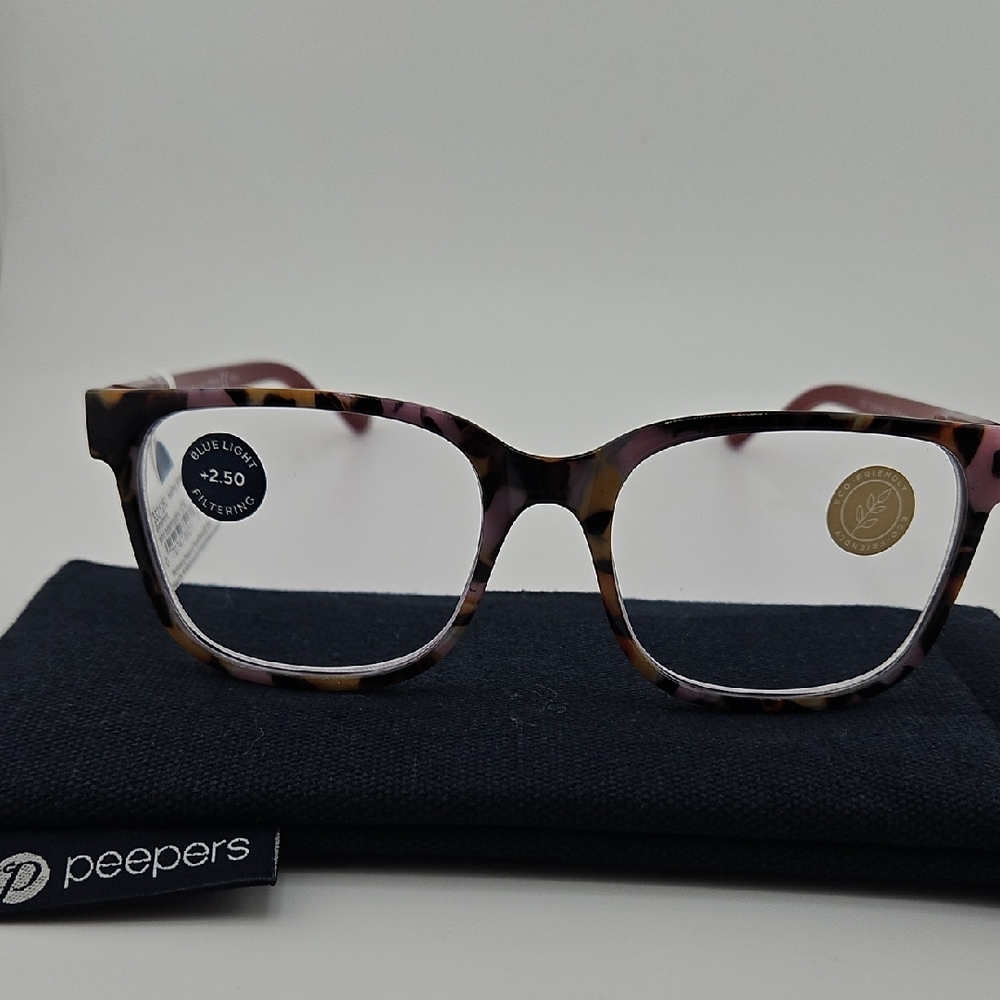Peepers Sycamore Pink Botanico +2.50 Blue Light Filtering, Spring Hinge&Case NEW